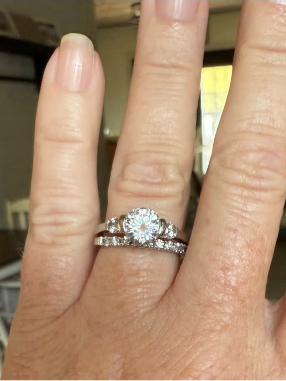 Classic White moissanite Solitaire Bridal Ring Set - White